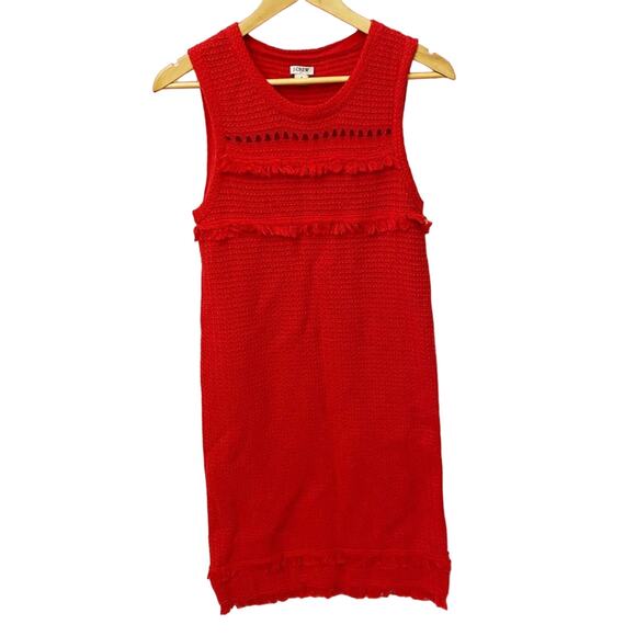 Women's J. Crew Red Knit Dress sz Small Crochet Knit Midi Summer Dress - Picture 1 of 9